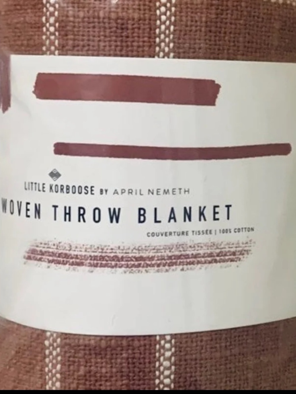 NWT 60x50” LITTLE KORBOOSE Woven Throw Blanket In “RUST” - Picture 2 of 6